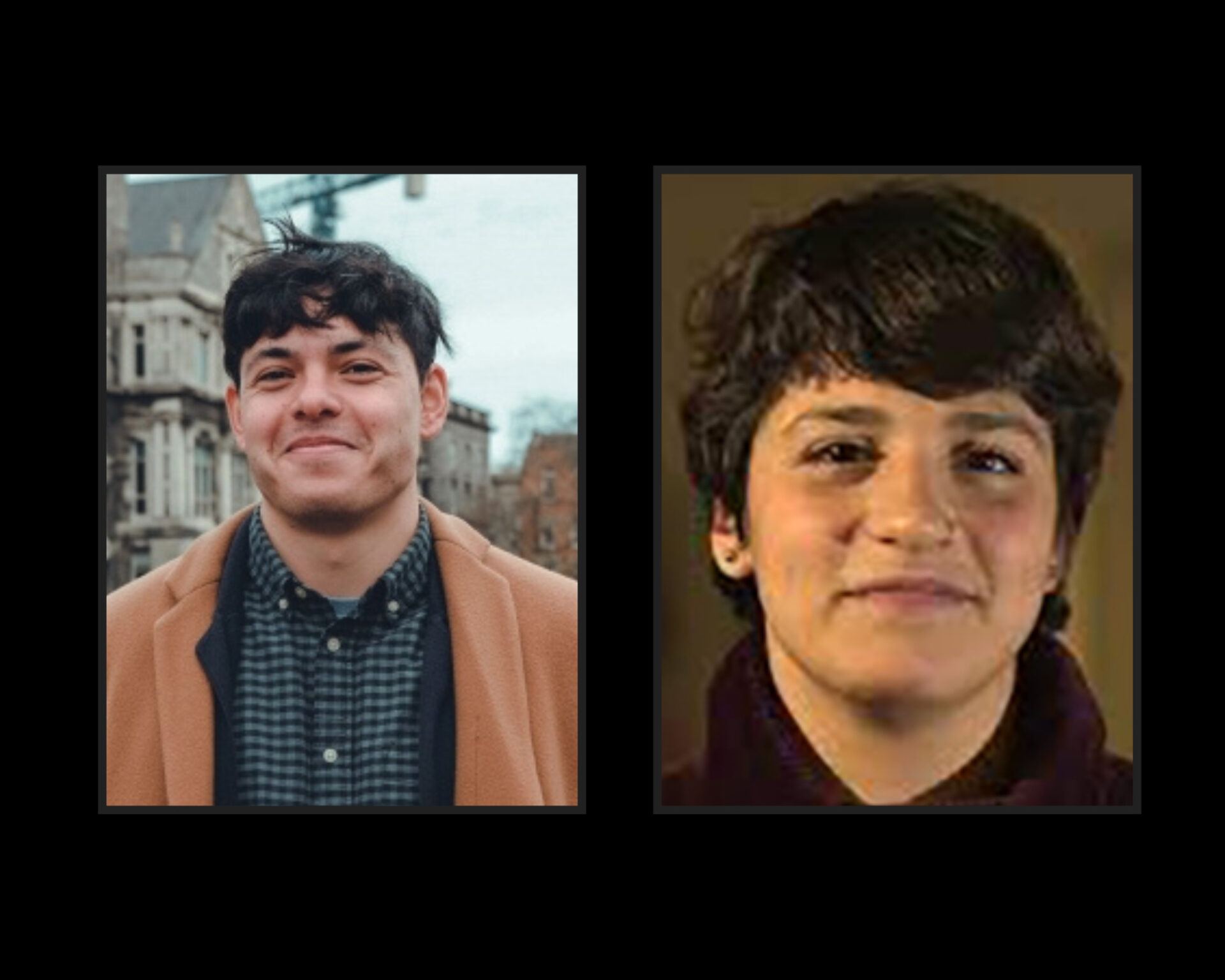 This shows two images side by side, Sean Binder on the left and Sarah Mardini on the right