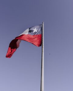 Chilean flag billowing in the wind