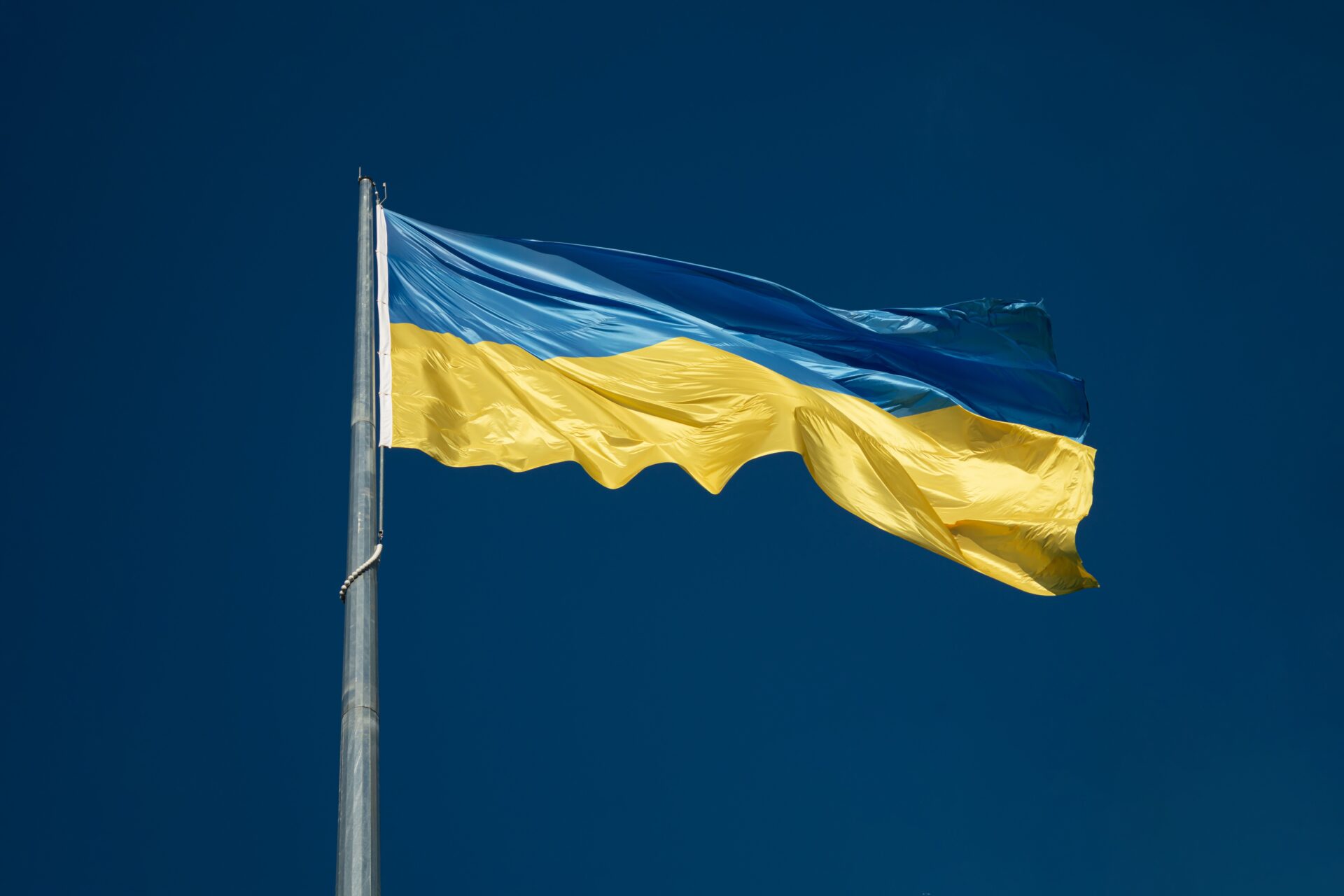 Ukraine flag blowing in the wind