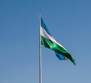 Uzbekistan Flag on flagpole