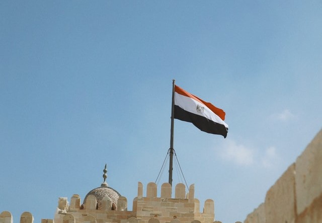 Egypt flag on top of building
