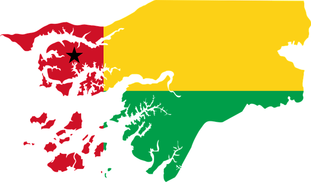 Flag and borders of Guinea-Bissau