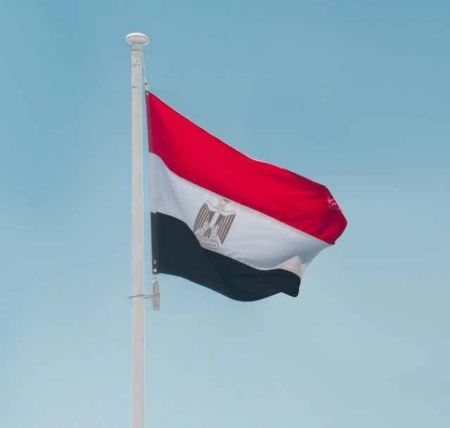 Fla of Egypt against a blue sky