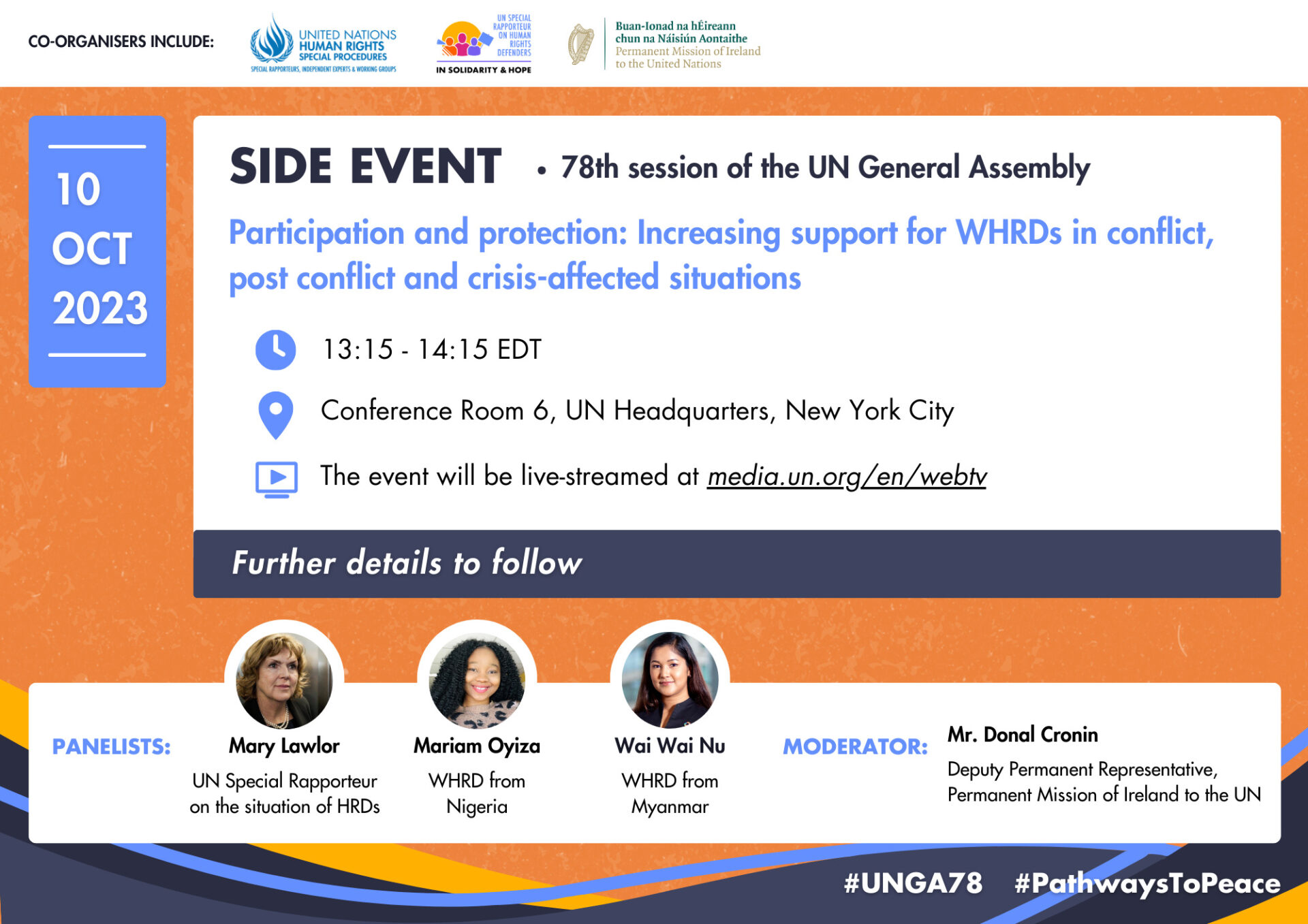 UNGA side event - "Participation and protection: Increasing support for ...