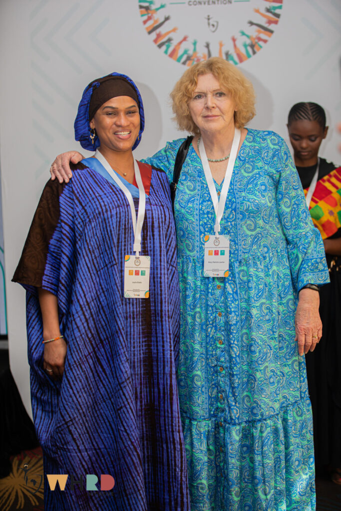 UN Special Rapporteur on human rights defenders Mary Lawlor standing with a fellow woman human rights defender during the WHRD Convention in Accra, Ghana.