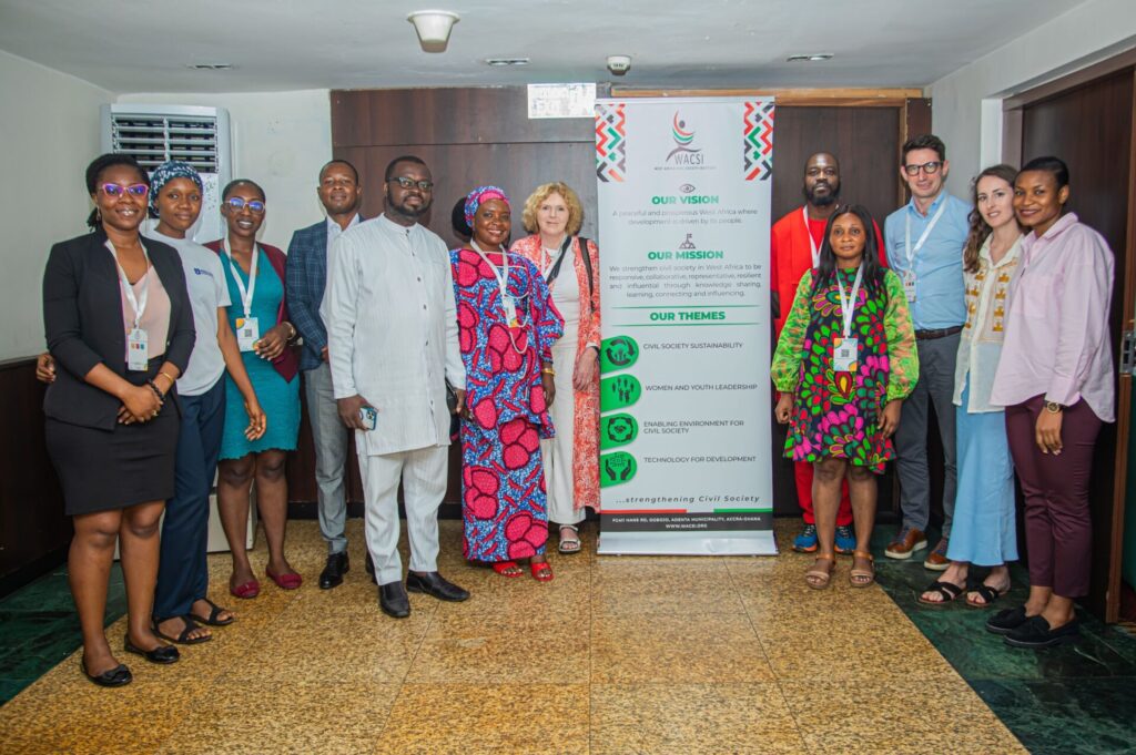 Group photo taken after a meeting between UN Special Rapporteur on human rights defenders Mary Lawlor and women human rights defenders, hosted by the West Africa Civil Society Initiative.