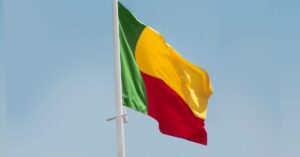 The flag of Benin in the wind